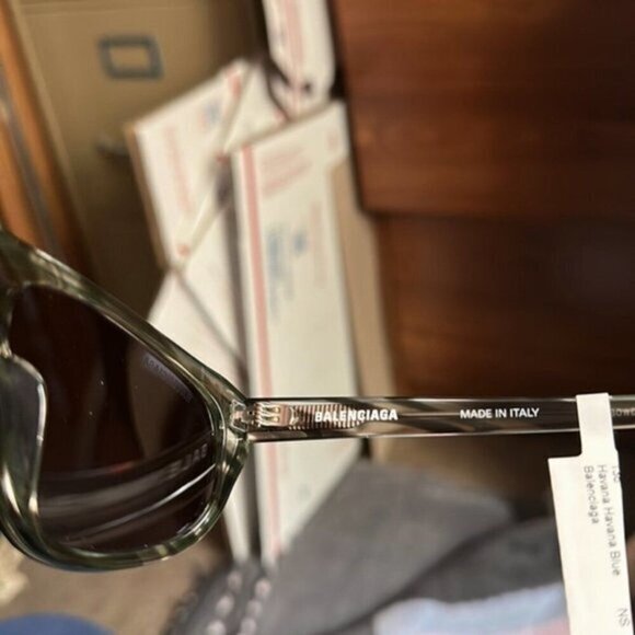 Balenciaga 60MM Rectangle Sunglasses zebra with blue lenses - Picture 6 of 13
